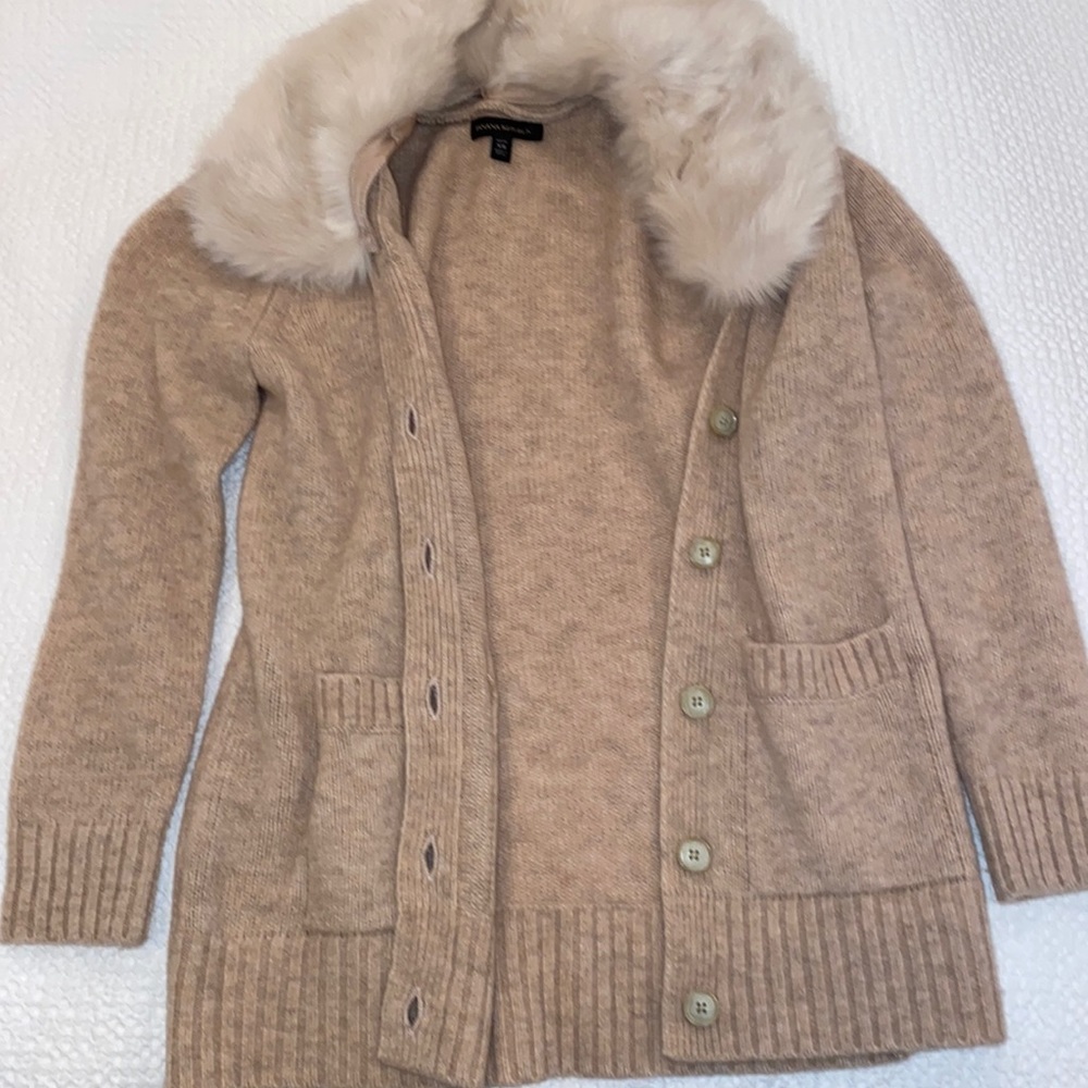 Banana republic cardigan with faux fur (removable)